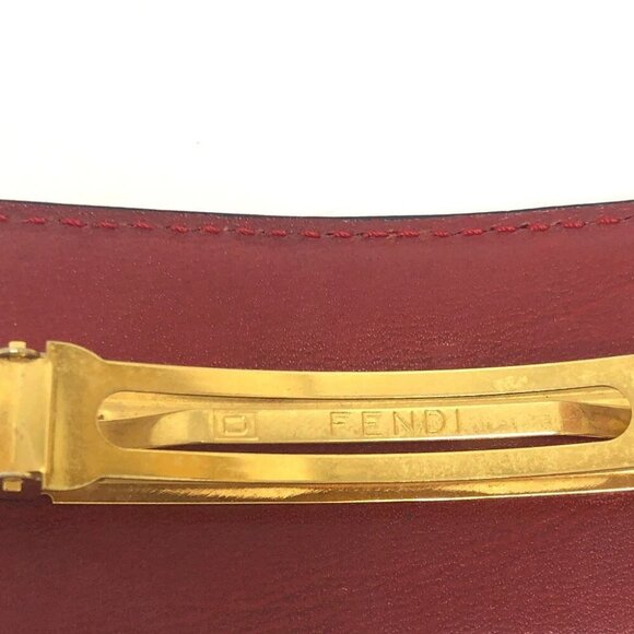 FENDI logo Barrette Hair Clip Leather Red - Picture 7 of 12